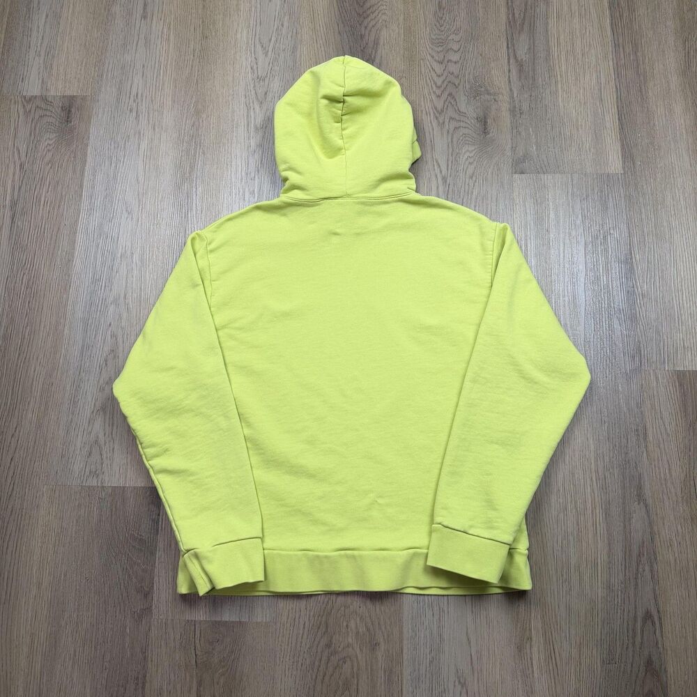 A.P.C. Hoodie Mens Large Lime Green Organic Cotton Logo Fleece Pullover - Picture 7 of 11